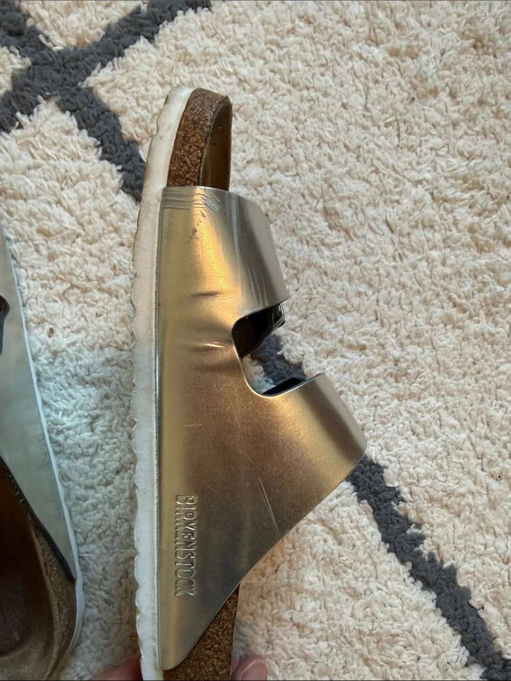 Birkenstock Silver Two-Strap Arizona Sandals